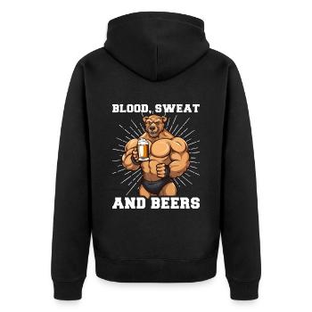 Bodybuilder Gym Bière Blood Sweat And Beers - Veste à capuche bio Premium Unisexe - noir - Dos - Nico (187cm)