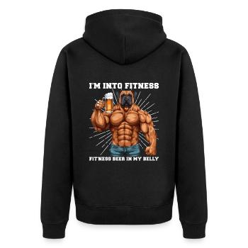 Bodybuilder Gym Beer I'm Into Fitness - Unisex Premium Organic Zip Hoodie - black - Back - Nico (187cm)