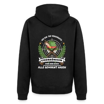Chorkönigin - Unisex Premium Bio Zip Hoodie - Schwarz - Hinten - Nico (187cm)