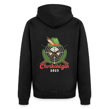 Chorkönigin 2023 - Unisex Premium Bio Zip Hoodie - Schwarz - Hinten - Nico (187cm)