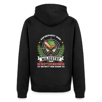 Schützenkönig - Unisex Premium Bio Zip Hoodie - Schwarz - Hinten - Nico (187cm)