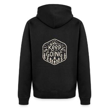 Keep going - Unisex Premium Organic Zip Hoodie - black - Back - Nico (187cm)