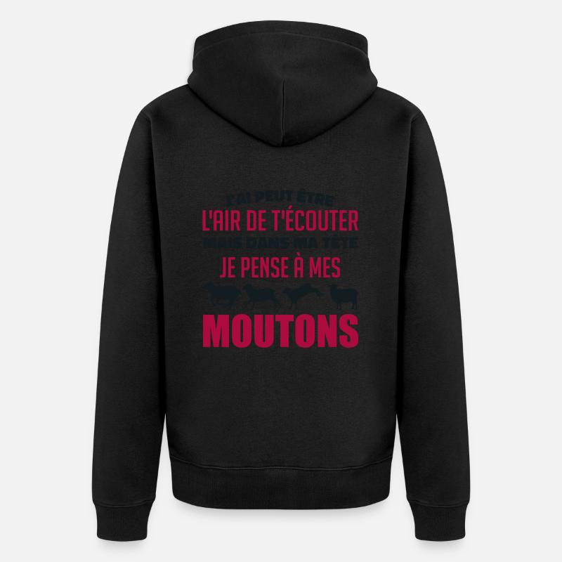 Je pense à mes moutons - Veste à capuche bio Premium Unisexe - noir