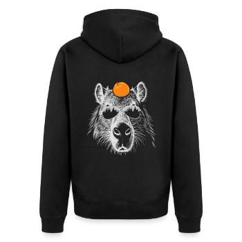 Cool Capybara rongeur illustration orange fruit - Veste à capuche bio Premium Unisexe - noir - Dos - Nico (187cm)