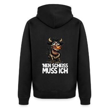 lustige Kuh Cartoon Humor Spruch - Unisex Premium Bio Zip Hoodie - Schwarz - Hinten - Nico (187cm)
