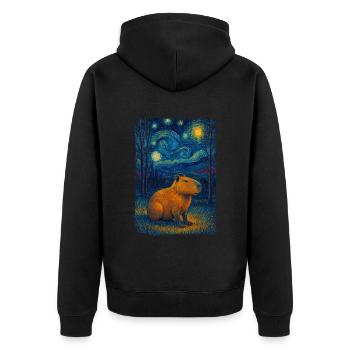 Capybara Nuit étoilée Style Van Gogh Peinture - Veste à capuche bio Premium Unisexe - noir - Dos - Nico (187cm)