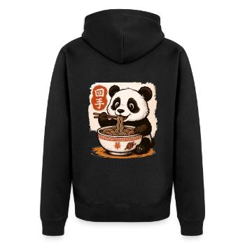 Mignon Panda Mangeant Des Nouilles Illustration De La Cuisine Asiatique - Veste à capuche bio Premium Unisexe - noir - Dos - Nico (187cm)