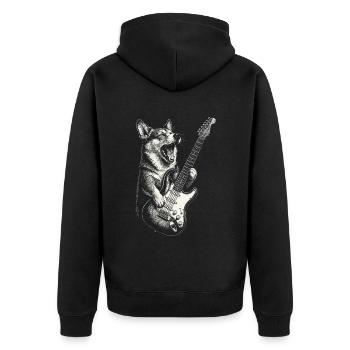 Cool Corgi Dog Lover Jouant De La Musique De La Guitare Electrique - Veste à capuche bio Premium Unisexe - noir - Dos - Nico (187cm)