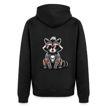 Cool Raccoon Tattoo Sunglasses Skull - Unisex Premium Organic Zip Hoodie - black - Back - Nico (187cm)