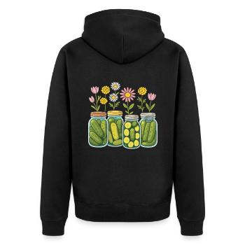 Concombres marinés Pots Fleurs Floral Décoration intérieure - Veste à capuche bio Premium Unisexe - noir - Dos - Nico (187cm)