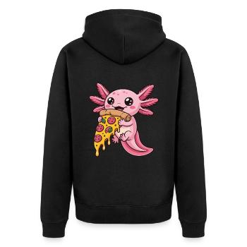 Mignon dessin animé rose axolotl mangeant pizza amphibien - Veste à capuche bio Premium Unisexe - noir - Dos - Nico (187cm)