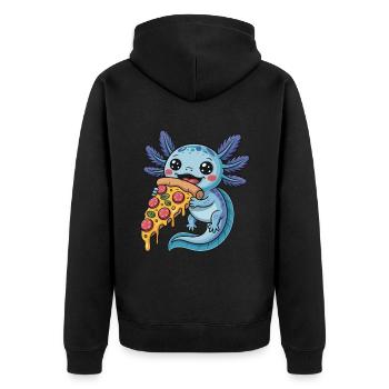 Mignon dessin animé bleu axolotl mangeant pizza amphibien - Veste à capuche bio Premium Unisexe - noir - Dos - Nico (187cm)