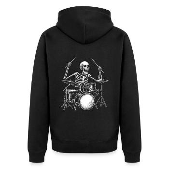 Drummer Skelto Skull Drum Set Musician Percussion - Unisex Premium Organic Zip Hoodie - black - Back - Nico (187cm)