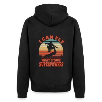 Skater I Can Fly Whats Your Superpower Gift Idea - Unisex Premium Organic Zip Hoodie - black - Back - Nico (187cm)