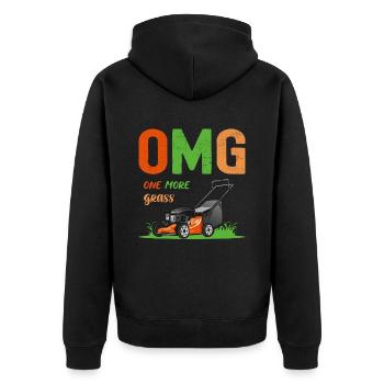OMG One More Grass Hobby Fun Gardening - Unisex Premium Bio Zip Hoodie - Schwarz - Hinten - Nico (187cm)
