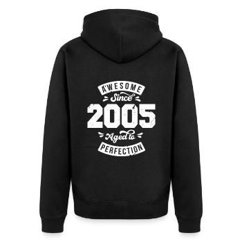Millésime 2005 anniversaire - rétro 2005 - Veste à capuche bio Premium Unisexe - noir - Dos - Nico (187cm)