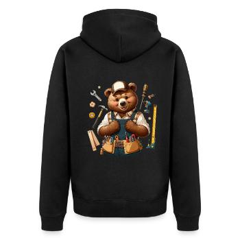 Cute Bear Craftsman - Unisex Premium Bio Zip Hoodie - Schwarz - Hinten - Nico (187cm)