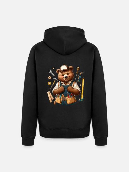Cute Bear Craftsman - Unisex Premium Organic Zip Hoodie - black