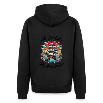 Sailing Ship Tattoo at Sunset Saying - Unisex Premium Organic Zip Hoodie - black - Back - Nico (187cm)