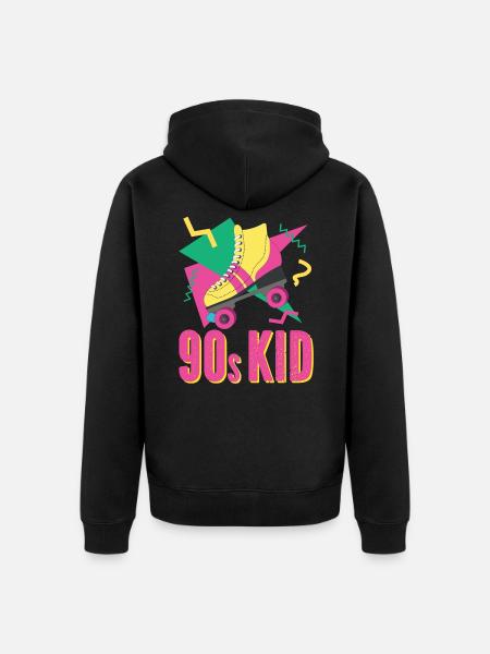 90s Retro with roller skate - Unisex Premium Organic Zip Hoodie - black