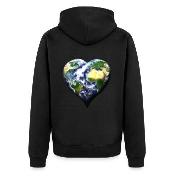 Terre Coeur Coeur Coeur Cadeau Idée Planète Amour - Veste à capuche bio Premium Unisexe - noir - Dos - Nico (187cm)