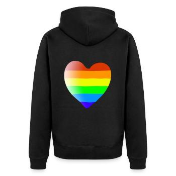 Idée cadeau coeur arc-en-ciel LGBT LGBTQ LGBTQIA - Veste à capuche bio Premium Unisexe - noir - Dos - Nico (187cm)