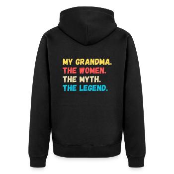 Ma grand-mère. Les femmes. Le mythe. La légende - Veste à capuche bio Premium Unisexe - noir - Dos - Nico (187cm)