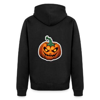 Kürbis - Unisex Premium Bio Zip Hoodie - Schwarz - Hinten - Nico (187cm)