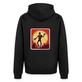 Halloween-Zombie-Warnschild - Unisex Premium Bio Zip Hoodie - Schwarz - Hinten - Nico (187cm)