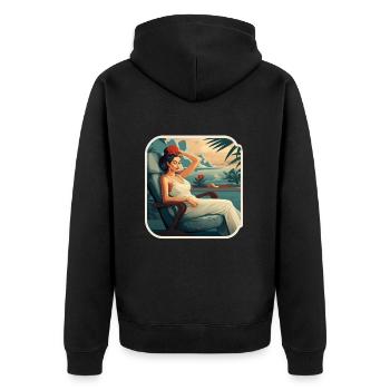 Vacances Détente Femme - Veste à capuche bio Premium Unisexe - noir - Dos - Nico (187cm)