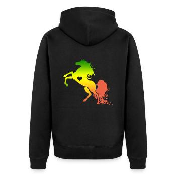 Pferd Pferd - Unisex Premium Bio Zip Hoodie - Schwarz - Hinten - Nico (187cm)