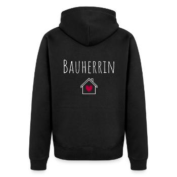 Bauherrin - Unisex Premium Bio Zip Hoodie - Schwarz - Hinten - Nico (187cm)
