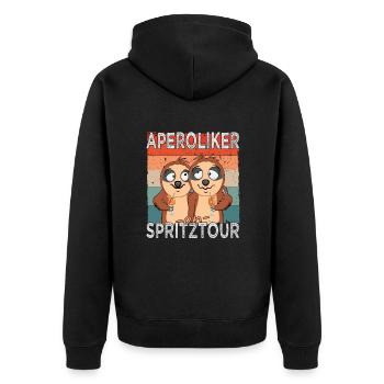 Aperoliker on Spritztour Faultiere - Cocktail - Unisex Premium Bio Zip Hoodie - Schwarz - Hinten - Nico (187cm)