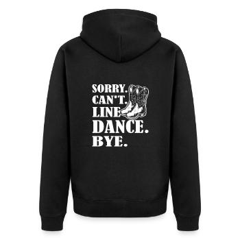 Sorry Cant Line Dance Bye - Western Line Dancing - Unisex Premium Bio Zip Hoodie - Schwarz - Hinten - Nico (187cm)