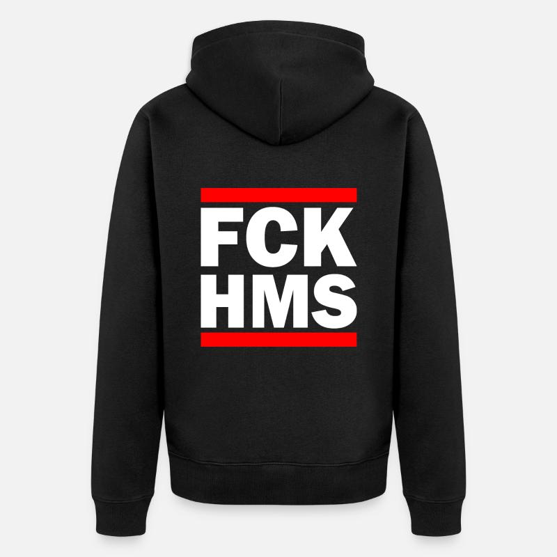 Fck hms - Unisex Premium Bio Zip Hoodie - Schwarz
