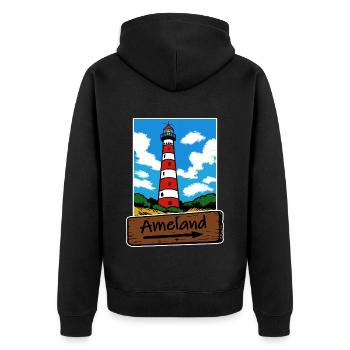Vacances à Ameland Lighthouse - Veste à capuche bio Premium Unisexe - noir - Dos - Nico (187cm)