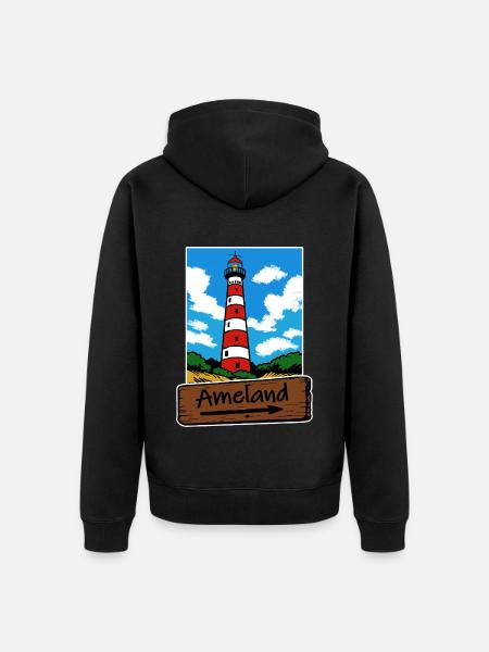 Ameland Lighthouse Holidays - Unisex Premium Organic Zip Hoodie - black