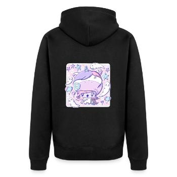 Cute zombie unicorn bubble head cutie - Unisex Premium Organic Zip Hoodie - black - Back - Nico (187cm)