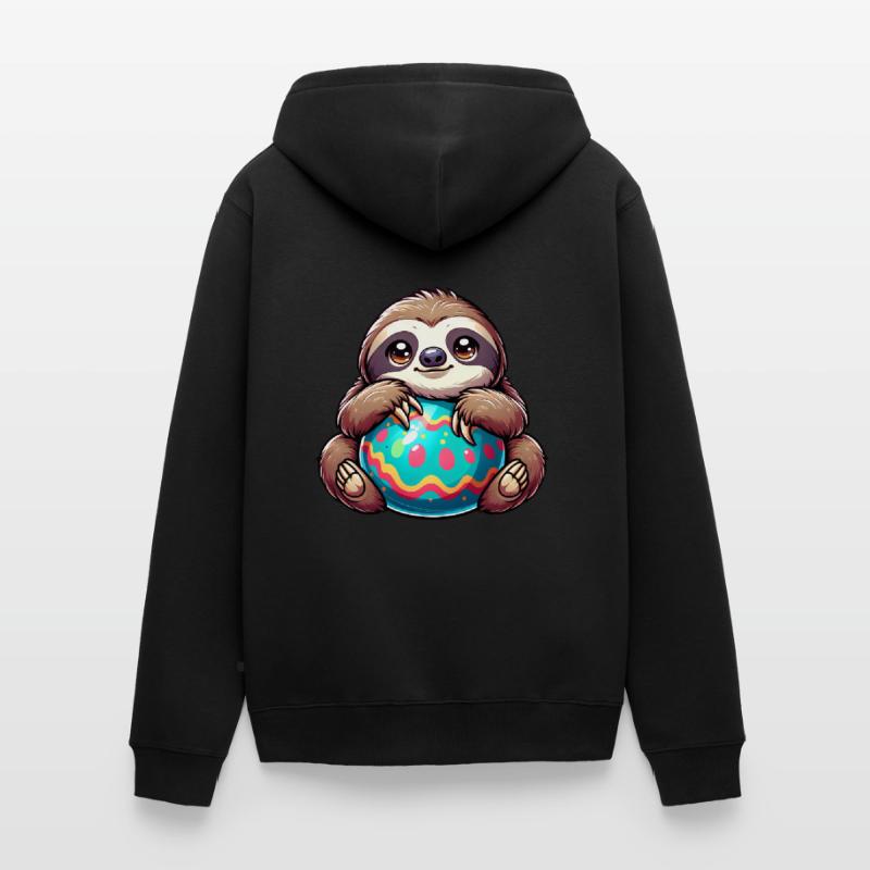 Easter Sloth: Hug and Easter Egg Unisex Premium Organic Zip Hoodie