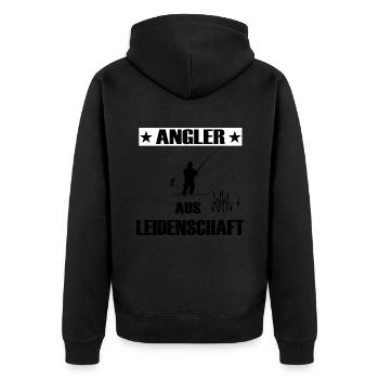 Angeln - Unisex Premium Bio Zip Hoodie - Schwarz - Hinten - Nico (187cm)