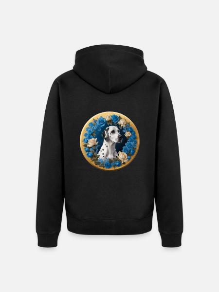 Dalmatian and blue roses - Unisex Premium Organic Zip Hoodie - black