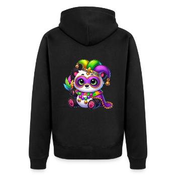 Cute panda with mask at carnival - Unisex Premium Organic Zip Hoodie - black - Back - Nico (187cm)