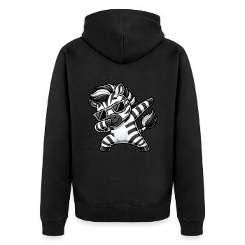 Cool Zebra Dab Cartoon with Sunglasses - Unisex Premium Organic Zip Hoodie - black - Back - Nico (187cm)