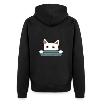 Cat Kitten Meow Pet Cat Retro Cat - Unisex Premium Organic Zip Hoodie - black - Back - Nico (187cm)