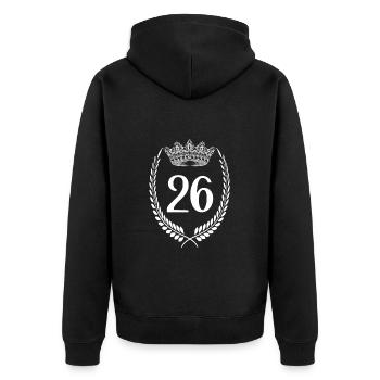 26. Geburtstag Zahl Jubiläum 26 - Unisex Premium Bio Zip Hoodie - Schwarz - Hinten - Nico (187cm)