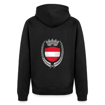 Austria Flag Flag - Unisex Premium Organic Zip Hoodie - black - Back - Nico (187cm)