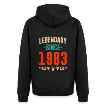 Legendär seit 40 Jahren 40. Geburtstag Vintag - Unisex Premium Bio Zip Hoodie - Schwarz - Hinten - Nico (187cm)