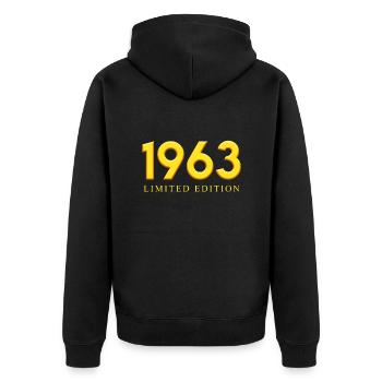 1963 Limited Edition 60 Jahre Geburtstag - Unisex Premium Bio Zip Hoodie - Schwarz - Hinten - Nico (187cm)