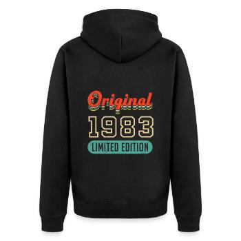 40 Jahre limitierte Auflage 40. Geburtstag - Unisex Premium Bio Zip Hoodie - Schwarz - Hinten - Nico (187cm)