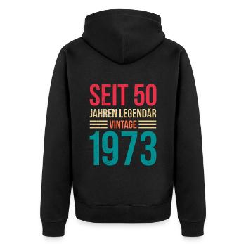 Des hommes légendaires de 50 ans depuis 50 ans - Veste à capuche bio Premium Unisexe - noir - Dos - Nico (187cm)